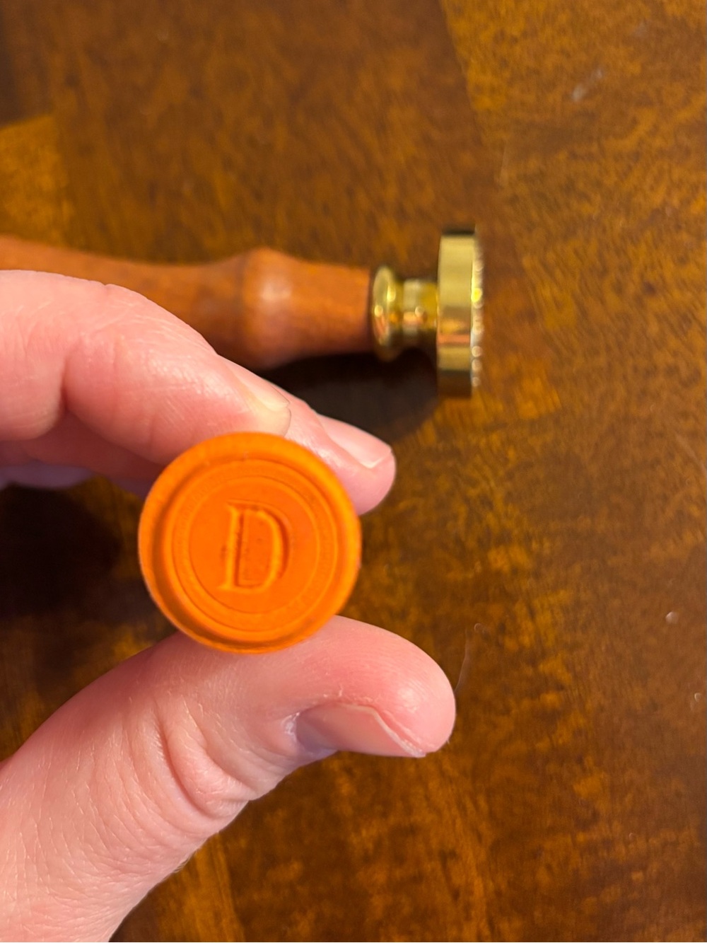 Letter D Monogram Wax Seal Stamp and Letter D Rubber Stamp - Picture 5 of 5